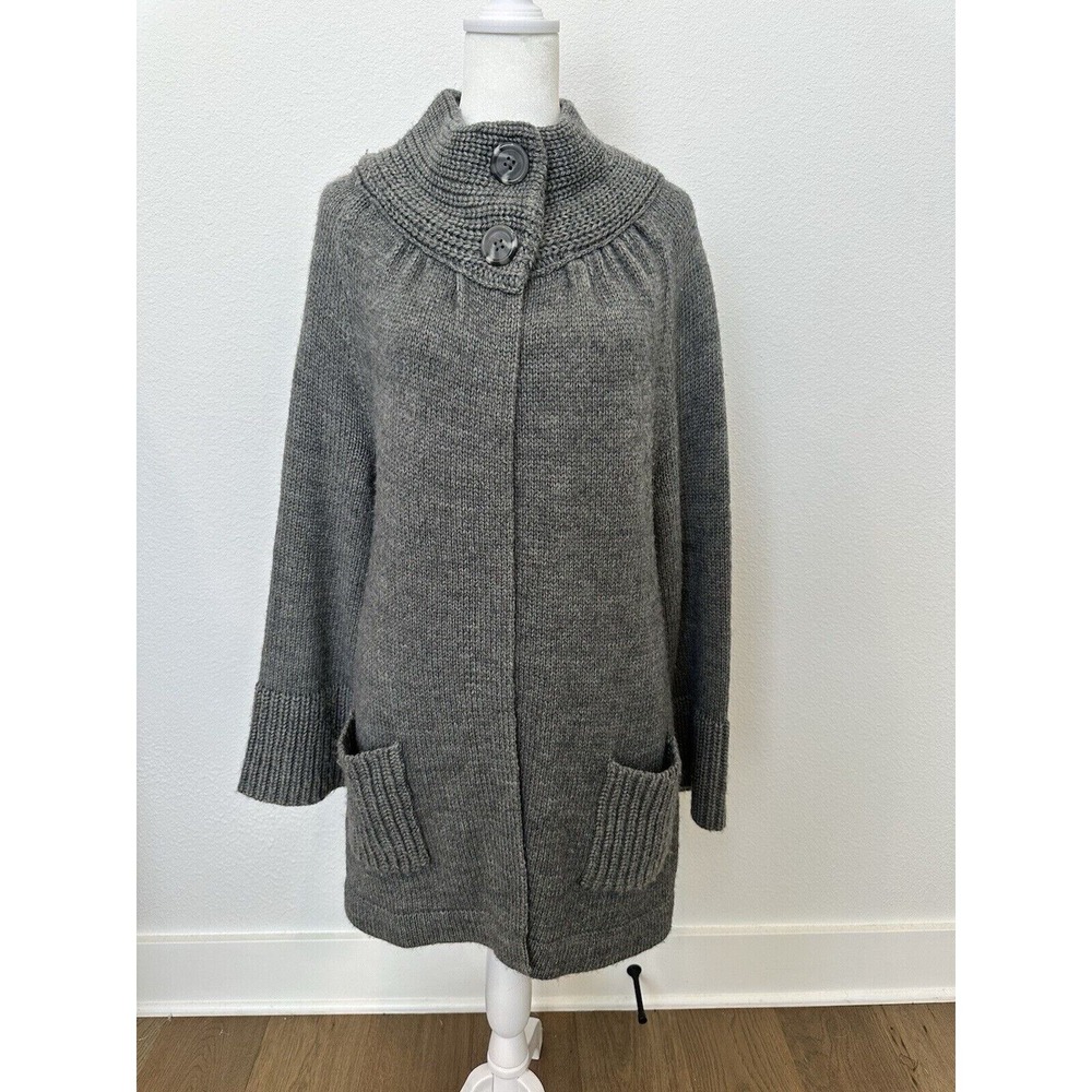 CHICO'S Grey Alpaca Wool Blend 2‎ Button Swing Cardigan, 1, Medium, 8